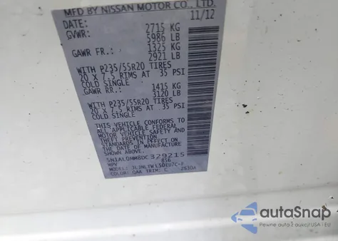 2013 Infiniti Jx35 from USA, damaged, VIN 5N1AL0MM8DC329215